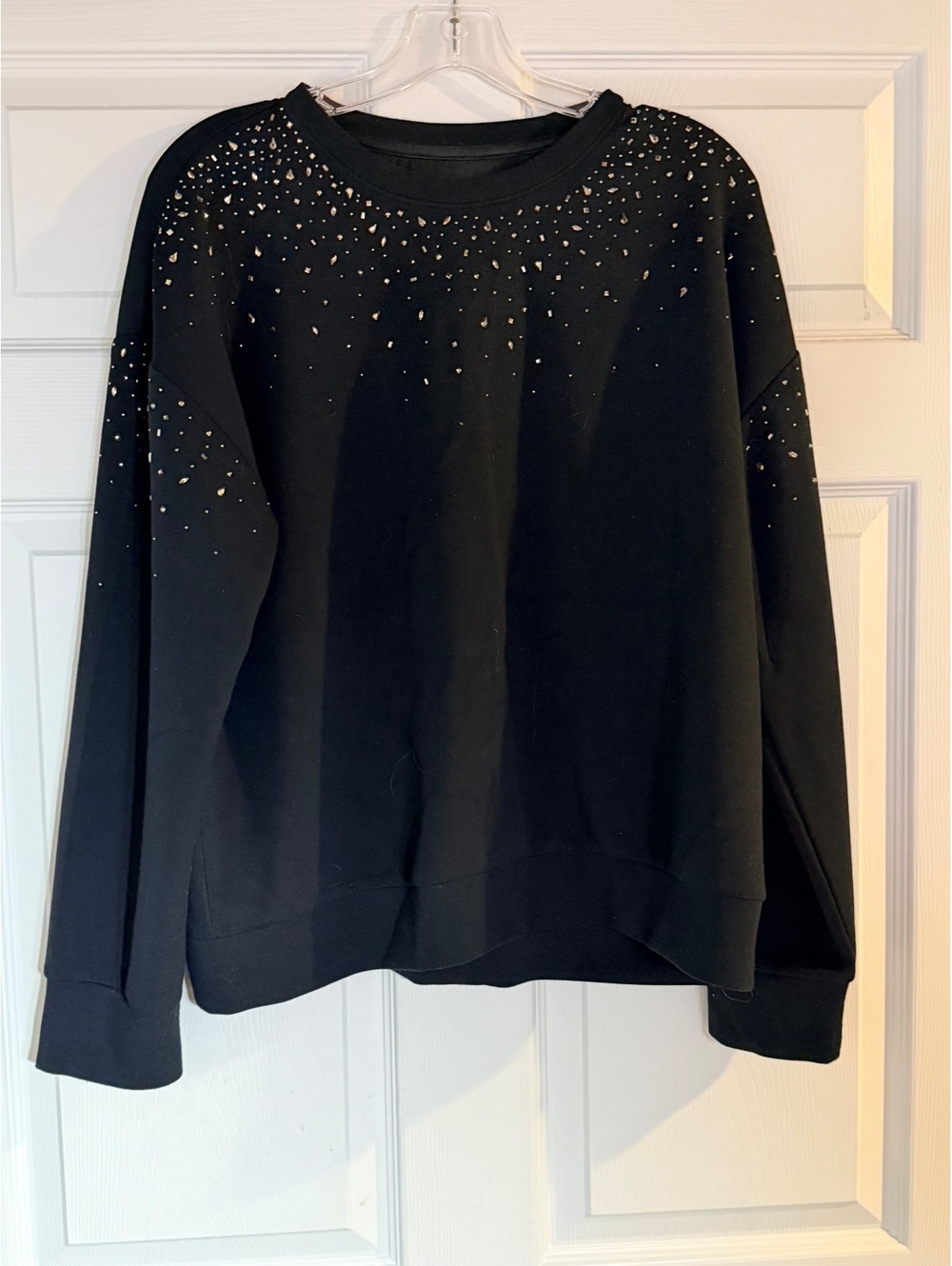 Black Berkley Jensen Sweatshirt with Decorative Studs, Size Large